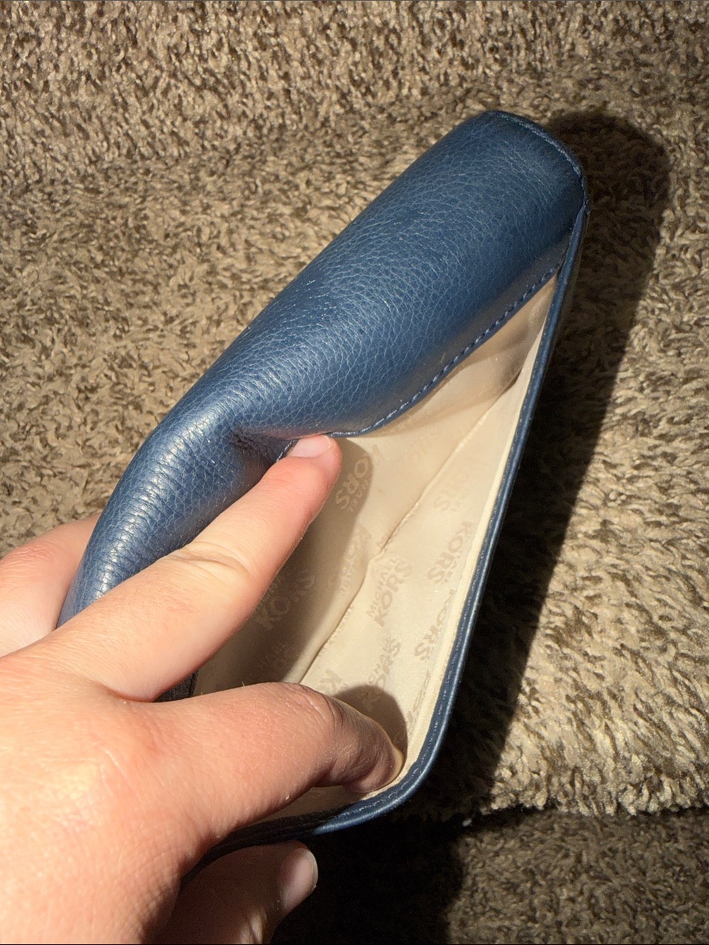 Michael Kors Blue Leather Flap Wallet with Gold Plaque - Picture 5 of 5